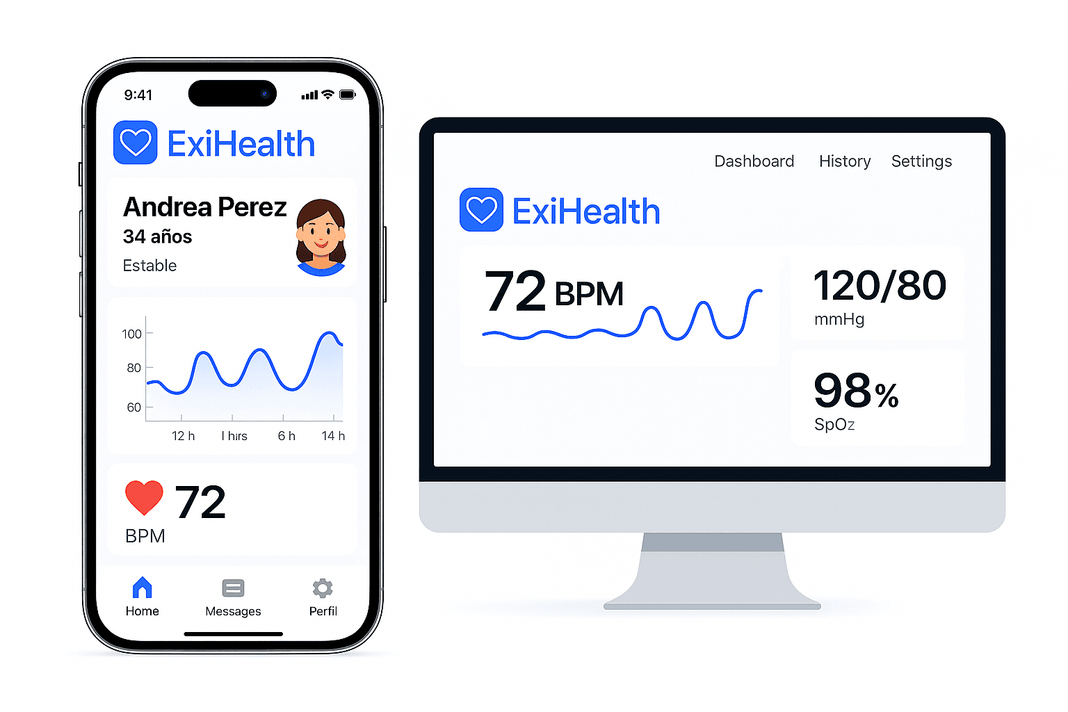 ExiHealth app y panel web